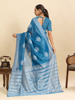 Beautiful Aqua Color Silk Fabric Casual Saree