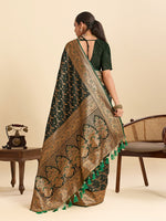 Dazzling Green Color Satin Fabric Partywear Saree