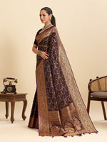 Dazzling Wine Color Satin Fabric Partywear Saree