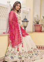 Alluring Cream Color Tissue Fabric Readymade Party Wear Lehenga