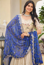 Alluring Cream Color Tissue Fabric Readymade Party Wear Lehenga