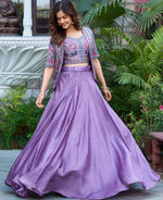 Elegant Purple Color Vichitra  Fabric Party Wear Lehenga