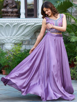 Elegant Purple Color Vichitra  Fabric Party Wear Lehenga