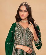 Tasteful Green Color Georgette Fabric Gown