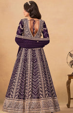 Tasteful Wine Color Georgette Fabric Gown