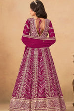 Tasteful Magenta Color Georgette Fabric Gown