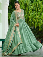 Striking Green Color Vichitra Fabric Gown