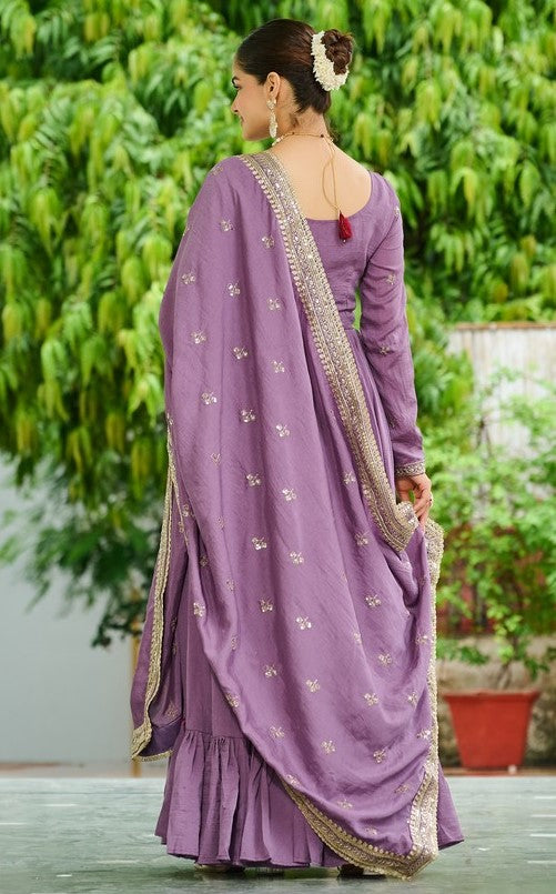 Striking Purple Color Vichitra Fabric Gown