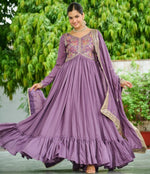 Striking Purple Color Vichitra Fabric Gown