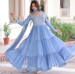 Striking Aqua Color Georgette Fabric Gown