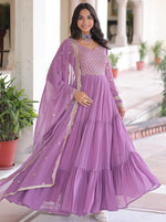 Striking Purple Color Georgette Fabric Gown