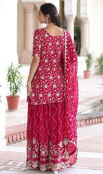 Tasteful Pink Color Georgette Fabric Partywear Suit