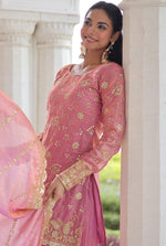 Beauteous Pink Color Fandy Fabric Sharara Suit
