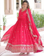 Striking Magenta Color Vichitra Fabric Gown