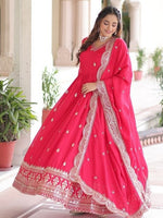 Striking Magenta Color Vichitra Fabric Gown