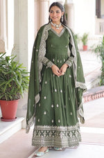 Striking Green Color Vichitra Fabric Gown
