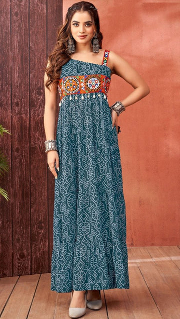 Striking Teal Color Georgette Fabric Gown