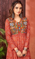 Striking Red Color Georgette Fabric Gown