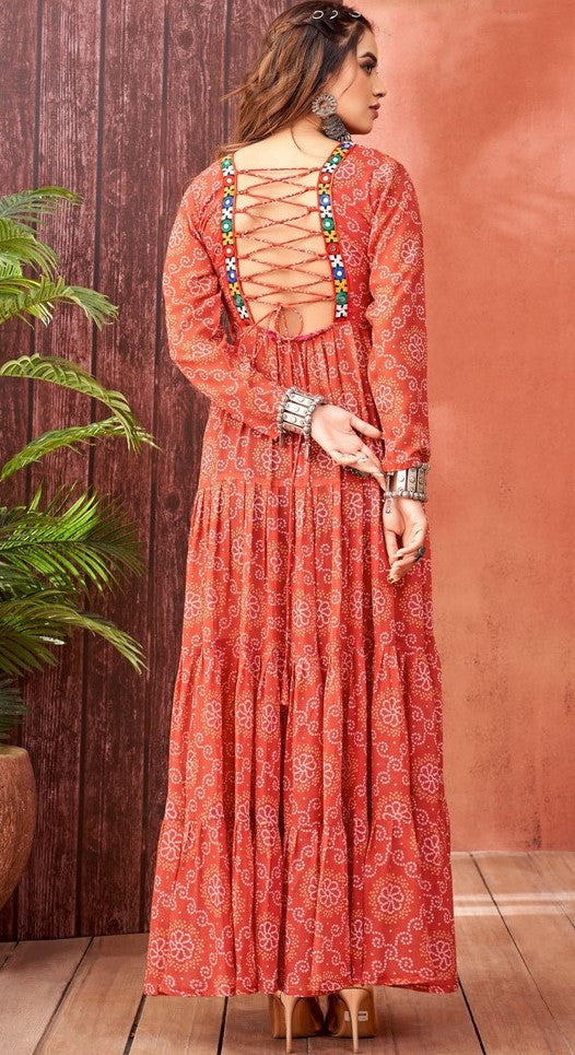 Striking Red Color Georgette Fabric Gown