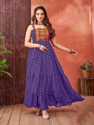 Stunning Purple Color Georgette Fabric Gown