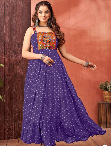 Striking Purple Color Georgette Fabric Gown