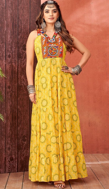 Striking Yellow Color Georgette Fabric Gown