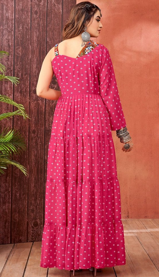 Striking Pink Color Georgette Fabric Gown