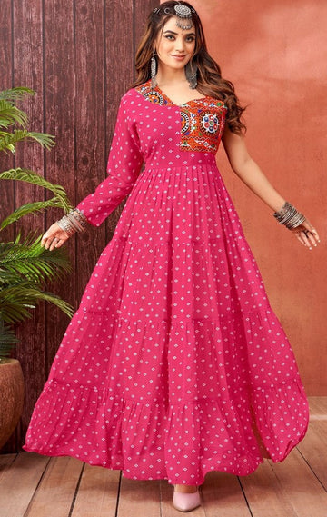 Striking Pink Color Georgette Fabric Gown