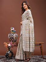 Dazzling Beige Color Linen Fabric Casual Saree