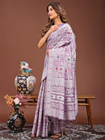 Dazzling Purple Color Linen Fabric Casual Saree