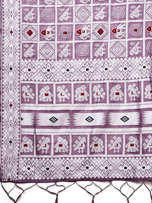 Dazzling Purple Color Linen Fabric Casual Saree