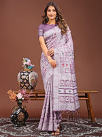 Dazzling Purple Color Linen Fabric Casual Saree