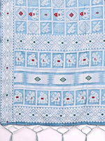 Dazzling Aqua Color Linen Fabric Casual Saree