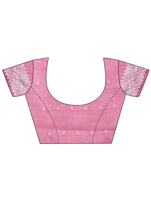 Dazzling Pink Color Linen Fabric Casual Saree