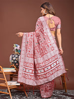 Dazzling Peach Color Linen Fabric Casual Saree