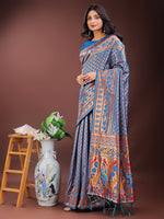 Beautiful Blue Color Silk Fabric Casual Saree