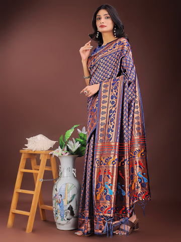 Beautiful Blue Color Silk Fabric Casual Saree