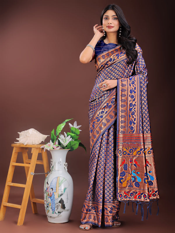 Beautiful Blue Color Silk Fabric Casual Saree