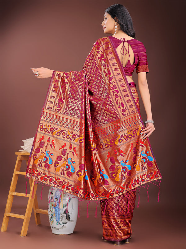 Beautiful Maroon Color Silk Fabric Casual Saree