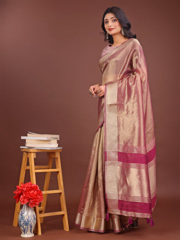 Beautiful Purple Color Organza Fabric Casual Saree