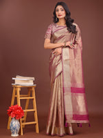 Beautiful Purple Color Organza Fabric Casual Saree