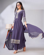 Divine Purple Color Georgette Fabric Designer Suit