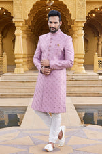 Elegant Pink Color Art Silk Fabric Sherwani