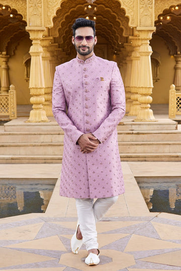 Elegant Pink Color Art Silk Fabric Sherwani