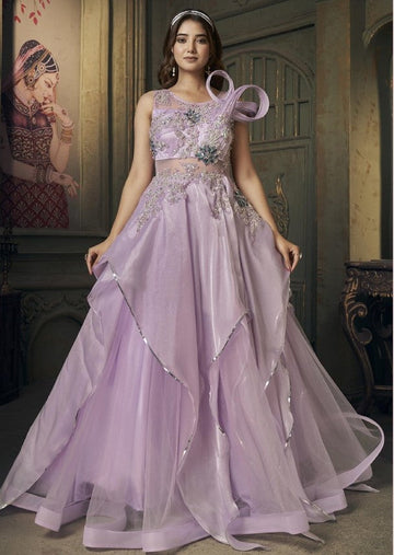 Elegant Purple Color Georgette Fabric Gown
