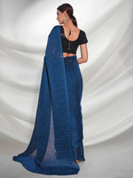 Desirable Teal Color Georgette Fabric Partywear Saree