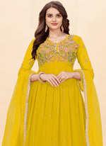 Ideal Yellow Color Georgette Fabric Partywear Suit
