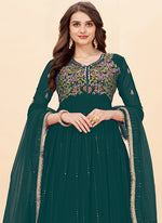 Ideal Teal Color Georgette Fabric Partywear Suit