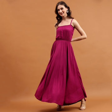 Classy Magenta Color Viscose Fabric Indowestern