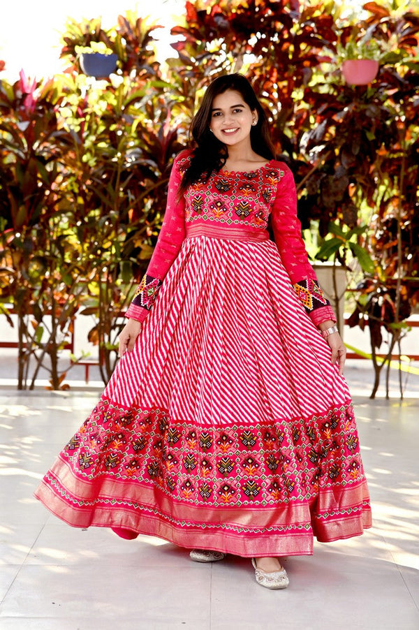 Attractive Pink Color Pashmina Fabric Gown